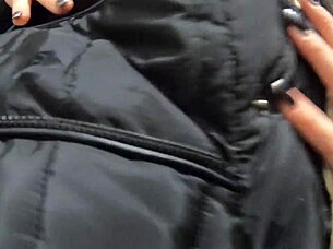 Cum Drenches Down Jacket in Long Boots Tease