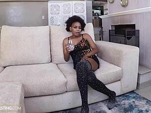 wanna see this ebony milf's big naturals bounce in rough casting fuck?