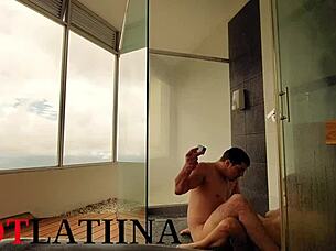 friend of my boyfriend fucks me hard in the shower - medellin colombia amateur homemade