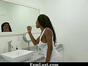 Morning wood ignites hardcore POV blowjob pounding with naughty young black amateur beauty