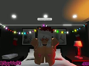 santa's helper milf rides monster cock for rough creampie cumshot
