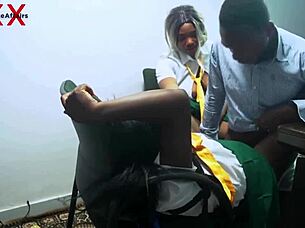 Ebony students teach head teacher double vaginal pounding