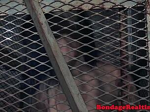 bound redhead sub endures nipple clamps and vibrator torment