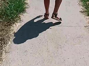 publicly naked milf flashes ass on street