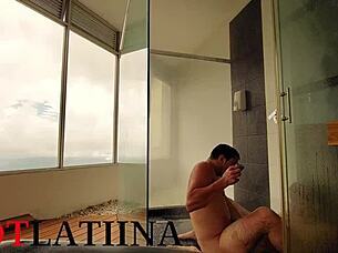 friend of my boyfriend fucks me hard in the shower - medellin colombia amateur homemade