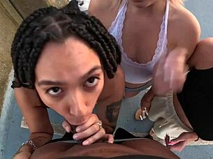 rooftop public blowjob on monster black cock during spring break orgy?