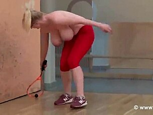 casey d's steamy workout with big tits bouncing