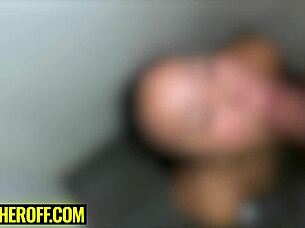 Tiny 18yo Asian Latina Drinks Piss Sucking Big Cock