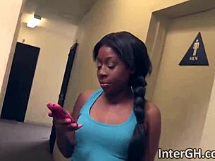 ebony babe fingers pussy blows monster cock gloryhole