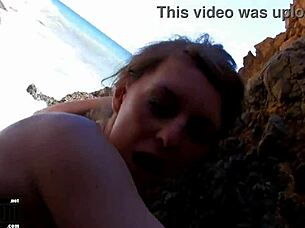 young redhead feels ecstasy fucked by huge cock beachside