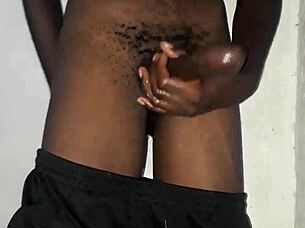 kenyan monster cock wanks huge load on cam