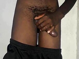 kenyan monster cock wanks huge load on cam