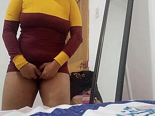 Brunette Big Ass Squirts from Tight Pussy Toy Orgasm