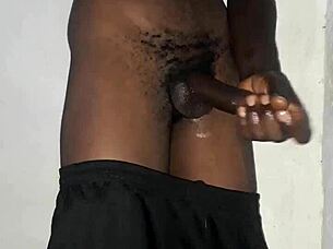 kenyan monster cock wanks huge load on cam