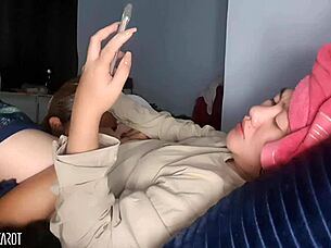 chubby asian screams as pussy eaten to squirt