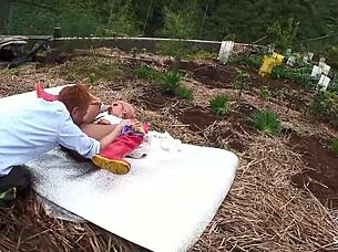 freaky tanned japanese teen seduces stranger for outdoor creampie