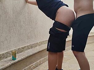 sapatão loses bet and fucks roommate's muscular cock hard