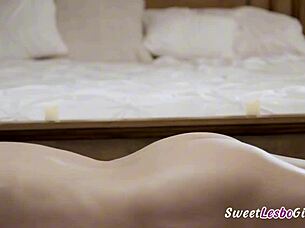 Curly Teen Masseuse Oils Friend Naked Wet Lesbian Orgasm