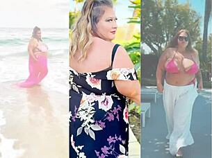 bbw milf squeezes huge natural tits around throbbing bbc