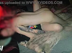 Redhead couple fucks juicy on squeaky hotel bed moaning