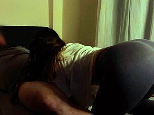 stepdad blows load in seconds on my bouncing ass