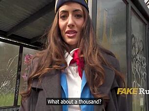 Flight attendant pickup flashes pussy for 1500 euros