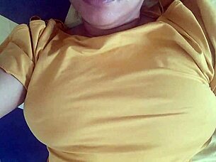 brunette wakes up with huge tits and squirts soaking tight pussy