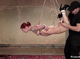 hogtied big ass redhead slut vibes to rough orgasm
