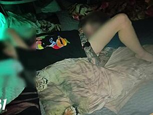 Redhead couple fucks juicy on squeaky hotel bed moaning