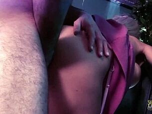 a horny guy fucks blonde milf doggystyle then cums in mouth