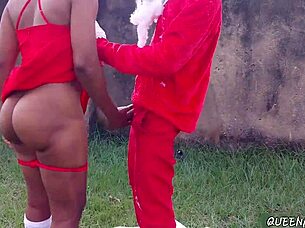 Santa Slams Young Horny Mistress Hard At Christmas Party!