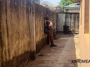 caught horny ebony nimi with big ass masturbating publicly in skirt!