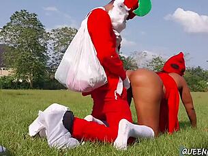 Santa Slams Young Horny Mistress Hard At Christmas Party!