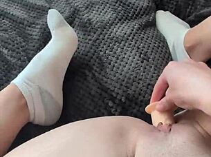 pov thick white girl rides dildo moaning hard