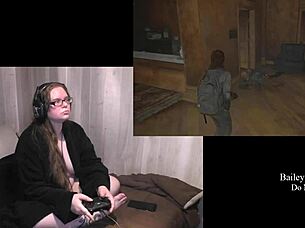 BbW gamer with big tits and ass plays Last of Us nude