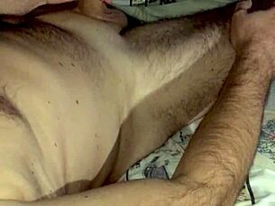 mature solo strokes huge cock to explosive nighttime orgasm