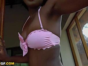 ebony slut deepthroats huge white cock interracial!