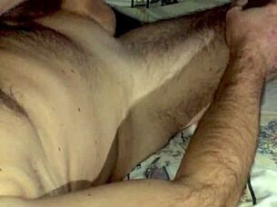 mature solo strokes huge cock to explosive nighttime orgasm