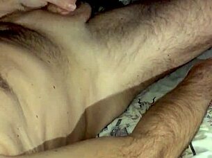 mature solo strokes huge cock to explosive nighttime orgasm