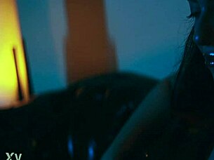 submissive slave gags on deepthroat while licking femdom toes desperately