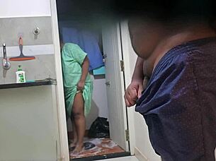 Desi Maid Sucks Cock with Big Tits Out