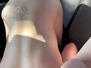 Slim thick streetwalker bent over car shows pierced nipples before public ass cumshot pounding