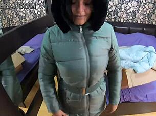 milfycalla drowns in cum on her shiny puffy jacket 💦🔥