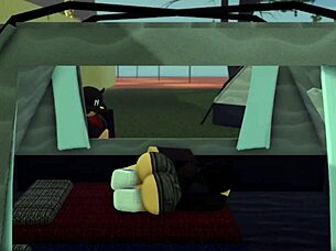 tired babe wakes to hard cock thrusting deep in tight pussy outdoors