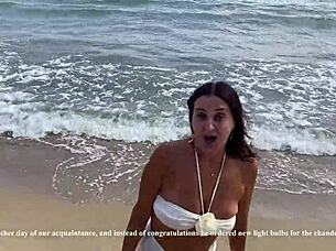 Friends curvy brunette wife convinced for bedroom muff diving and cum on ass quickie