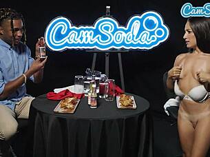 Petite milf pours hot sauce on shaved pussy lips for bbc interracial challenge parody