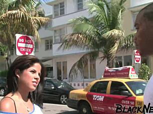 Pickup college ebony babe for rough homemade BBC pounding and creampie