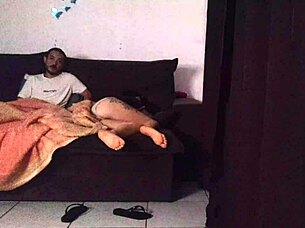 madrasta shares sofa bareback cowgirl ride