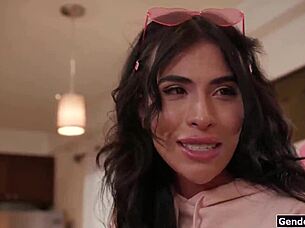 busty shemale avery pounds tgirl roommate anal!