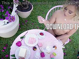 Big Round Ass Blonde Milf Jackie Strips Naked Outdoor Lingerie Tease